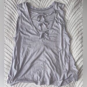 Gray Sleeveless Athletic Top with Bow Details